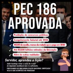 CONGRESSO APROVA PEC 186, CONGELANDO SALÁRIOS DOS SERVIDORES PÚBLICOS POR 15 ANOS