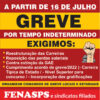 FENASPS NOTIFICA O GOVERNO SOBRE A GREVE A PARTIR DE 16/07, SE POSICIONA PELA REJEIÇÃO DA PROPOSTA ENVIADA PELO GOVERNO E SOLICITA NOVA REUNIÃO COM O MGI