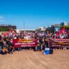 Militantes da base da FENASPS participam de ato unificado com servidores públicos das três esferas de governo contra a reforma administrativa em Brasília